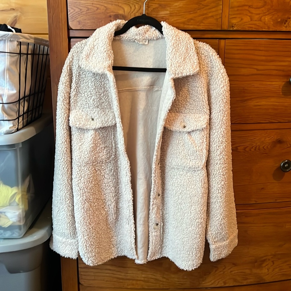 Cream Fleece Shacket